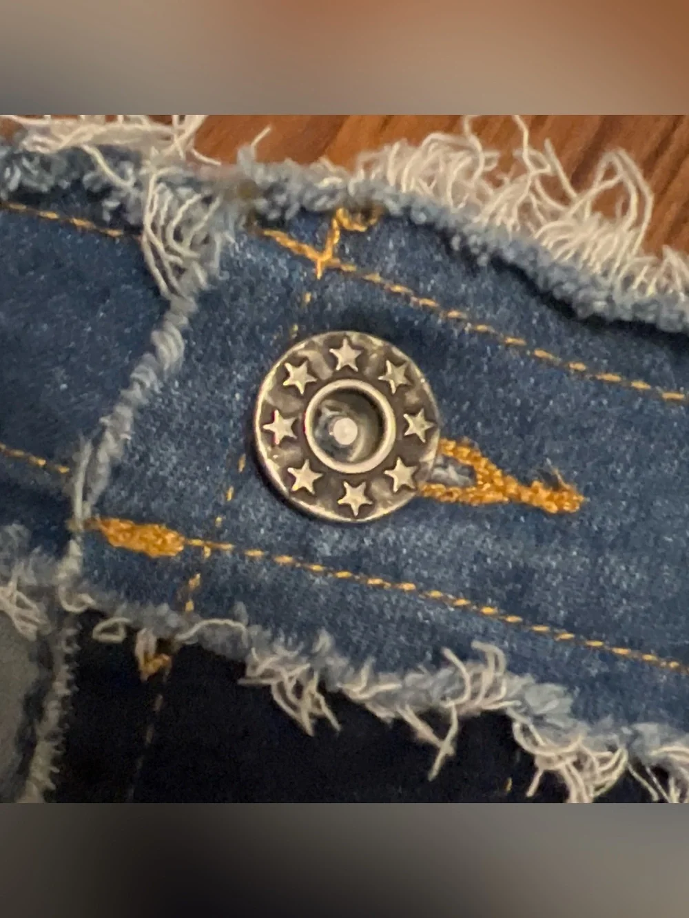 Two-Tone Distressed Denim Shorts